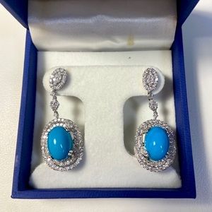 18KW Turquoise and Diamond Earring Set